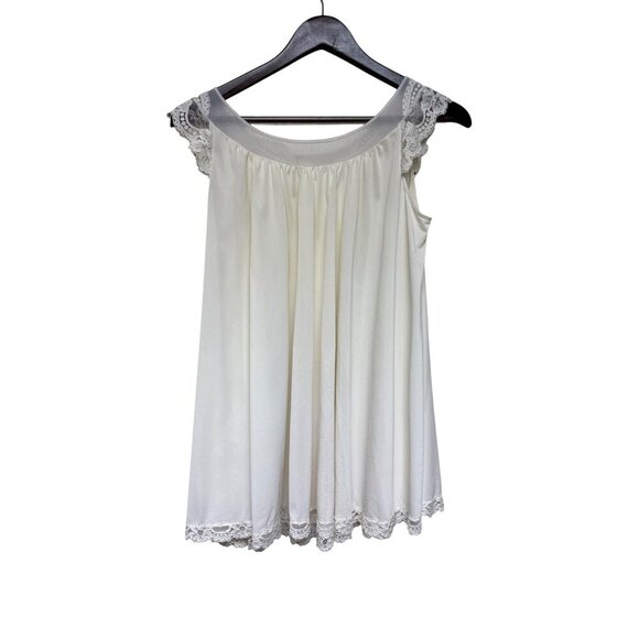 Vintage ShadowLine Women's Peignoir Ivory Chiffon Baby Doll Gown Robe Small - Picture 6 of 10